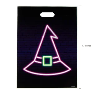 12 1/2" X 17" Bulk 100 Pc. Neon Halloween Plastic Goody Bags<Oriental Trading Clearance