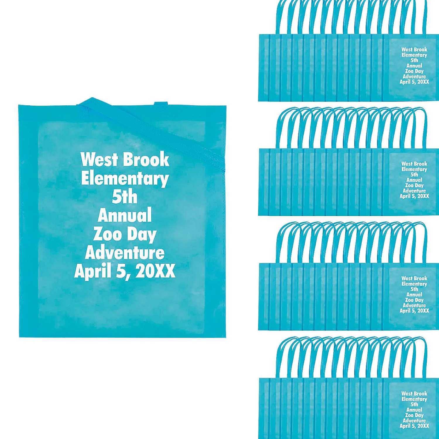 x__bulk__pc_personalized_0-2.webp 15 X 17 Bulk 144 Pc. Personalized Large Light Blue Nonwoven Tote Bags<Oriental Trading Shop