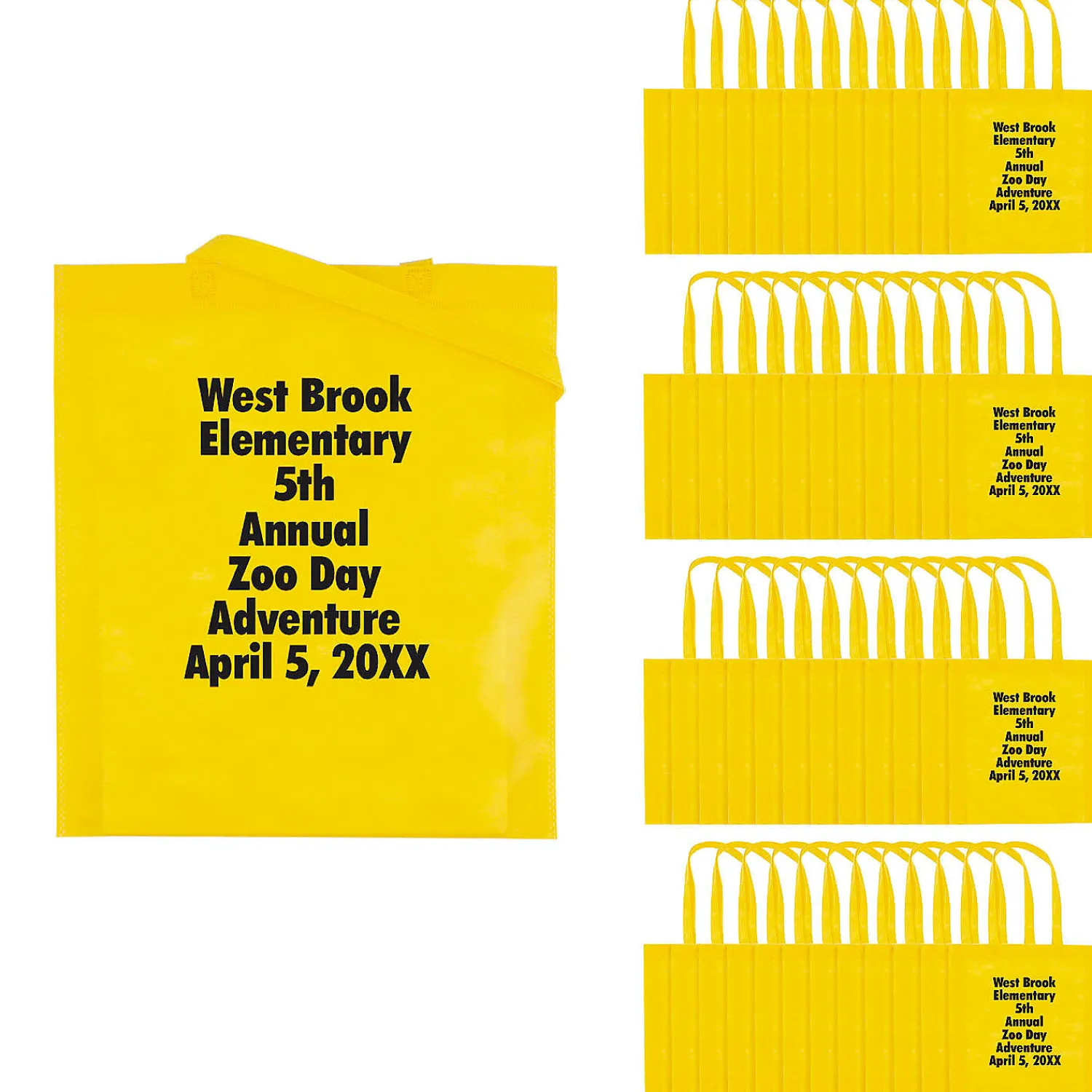 x__bulk__pc_personalized_0-20.webp 15" X 17" Bulk 300 Pc. Personalized Large Yellow Nonwoven Tote Bags<Oriental Trading Clearance