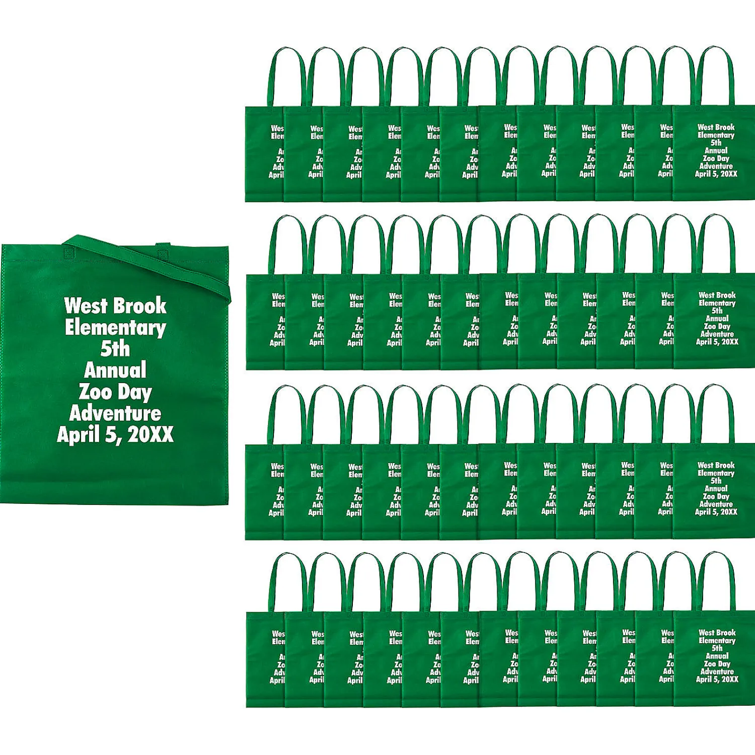x__bulk__pc_personalized_0-25.webp 15" X 17" Bulk 300 Pc. Personalized Large Green Nonwoven Tote Bags<Oriental Trading Cheap