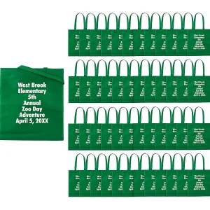 15" X 17" Bulk 144 Pc. Personalized Large Green Nonwoven Tote Bags<Oriental Trading Store