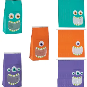 4 1/2" X 9" Halloween Tin Tie Treat Bags With Monster Mouth Window - 24 Pc.<Oriental Trading Store
