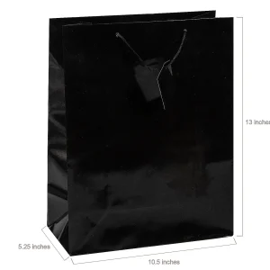 10 1/2" X 13" Large Black Gift Bags - 12 Pc.<Oriental Trading Clearance