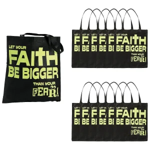 15" X 17" Large Nonwoven Glow-In-The-Dark Faith Over Fear Tote Bags - 12 Pc.<Oriental Trading Best