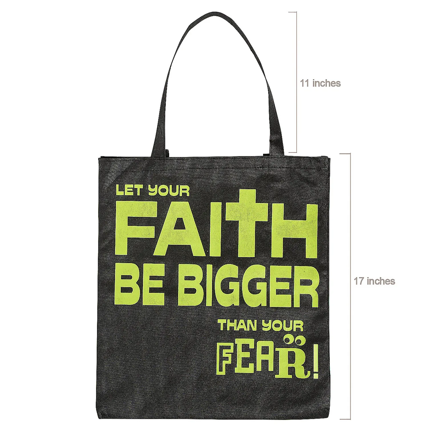 x__large_nonwoven_glowin_1-1.webp 15" X 17" Large Nonwoven Glow-In-The-Dark Faith Over Fear Tote Bags - 12 Pc.<Oriental Trading Outlet