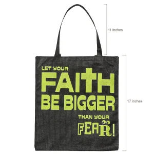 15" X 17" Large Nonwoven Glow-In-The-Dark Faith Over Fear Tote Bags - 12 Pc.<Oriental Trading Sale