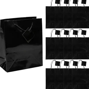 7 1/2" X 9" Medium Black Paper Gift Bags - 12 Pc.<Oriental Trading Discount