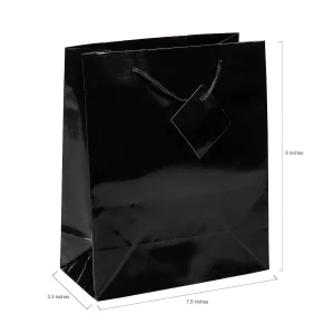 7 1/2" X 9" Medium Black Paper Gift Bags - 12 Pc.<Oriental Trading Discount