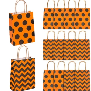 6 1/2" X 4" Medium Halloween Pattern Kraft Paper Gift Bags - 12 Pc.<Oriental Trading Cheap