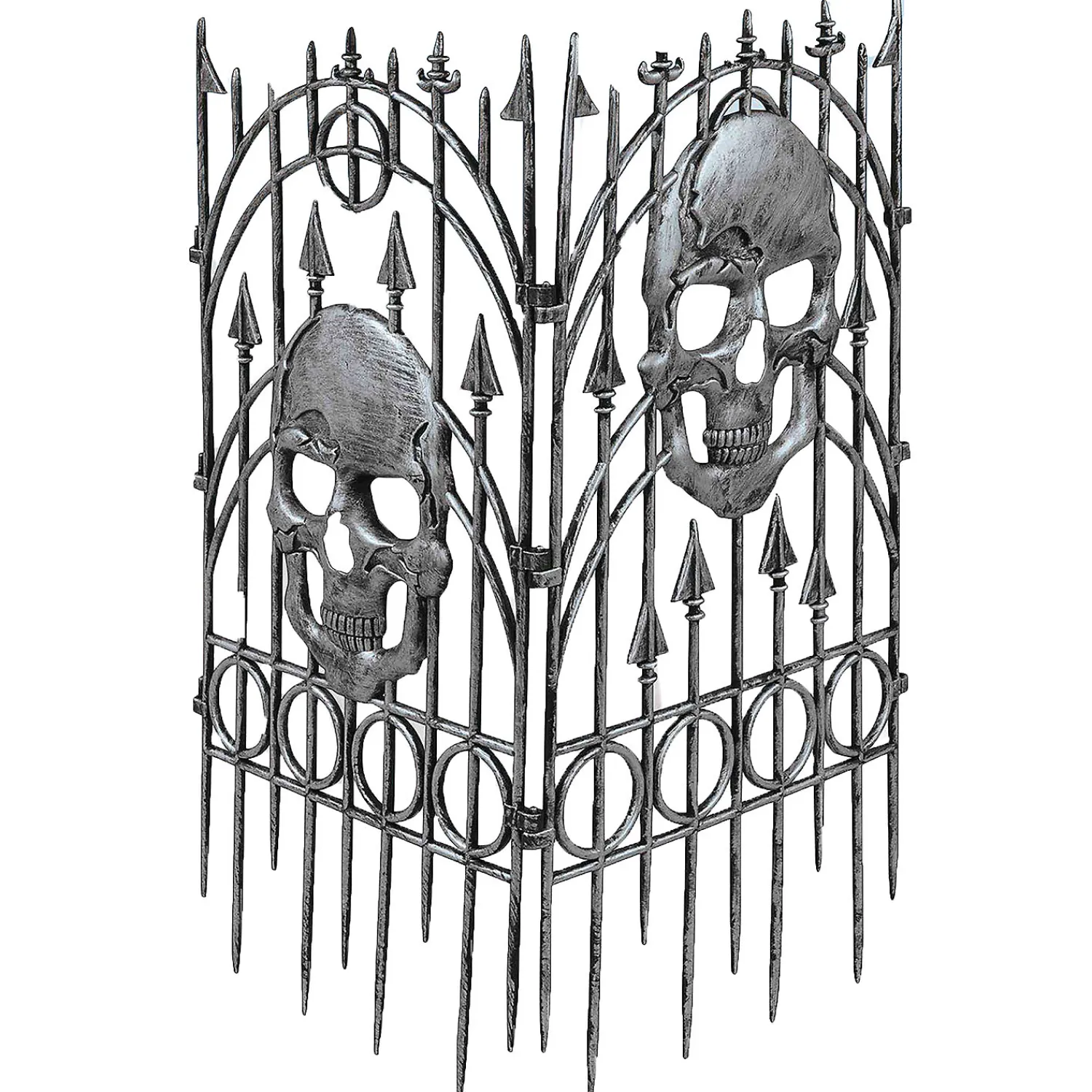 x__silver_skull_fence_de_0.webp 24" X 36" Silver Skull Fence Decoration - 2 Pc.<Oriental Trading Outlet
