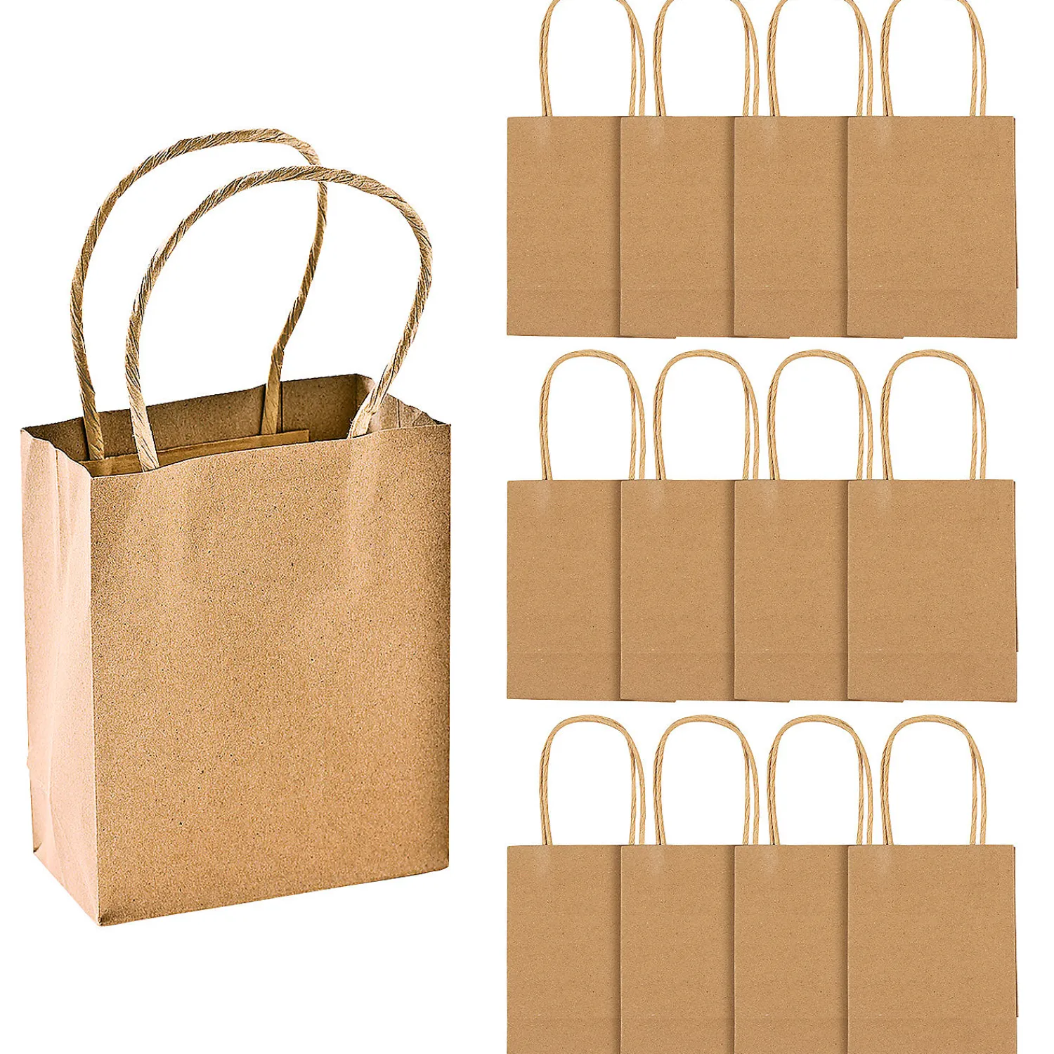 x__x___small_brown_kraf_0.webp 4 1/2" X 2" X 5 3/4" Small Brown Kraft Paper Gift Bags - 12 Pc.<Oriental Trading Cheap